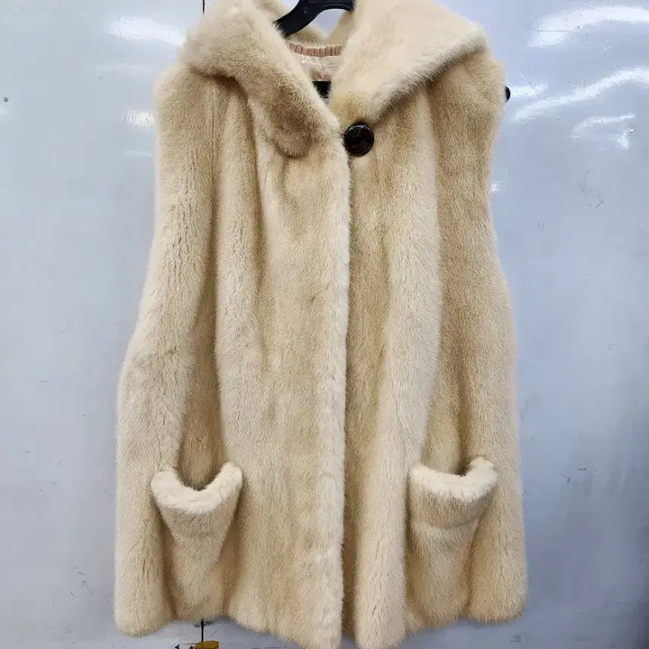 [BUNJANG] Unspecified Minky Hooded Vest Ivory / 밍크후드조끼