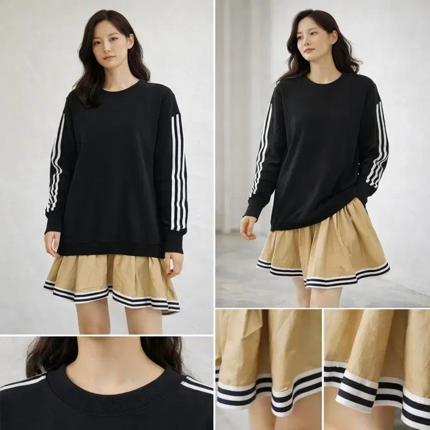 [SOLD OUT] 블랙 삼선 캉캉 원피스