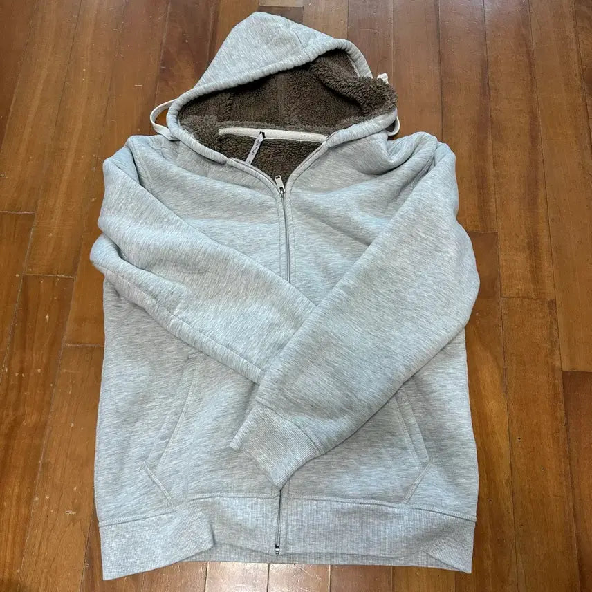[BUNJANG] Grey Hooded Zip-Up Hoodie (Free Size) / 그레이 후드집업 FREE