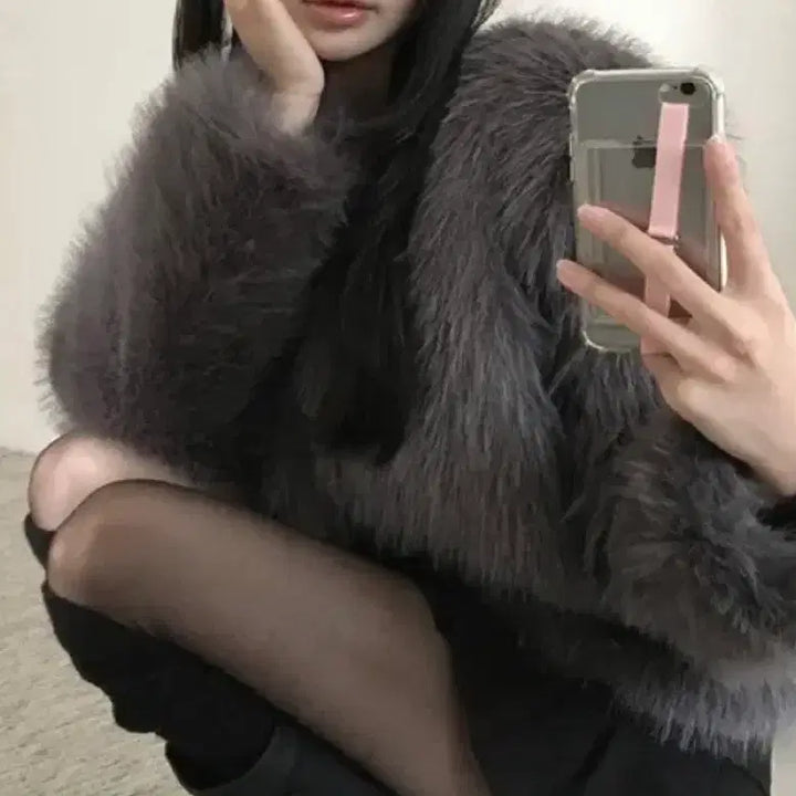 [BUNJANG] Unknown Jacket / 보세 퍼자켓 차콜 에이블리