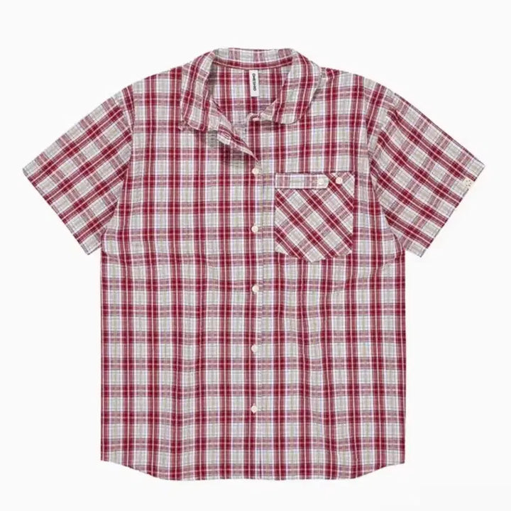 [SOLD OUT] 오헤시오 시어서커 체크 셔츠 red