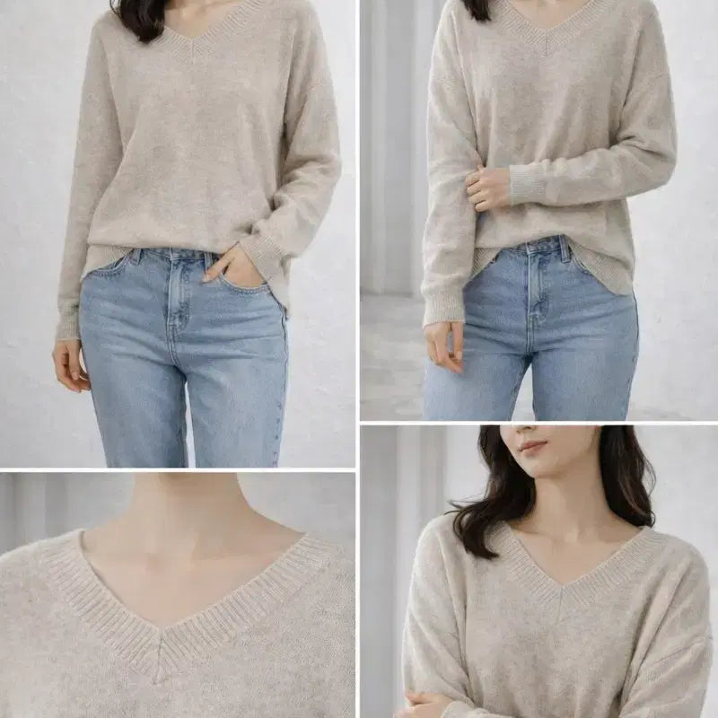 [SOLD OUT] 브이넥 니트 스웨터 베이지