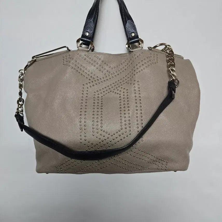 [BUNJANG] Beige Studded Tote/Shoulder Bag / 스터드 장식 베이지 토트백 / 숄더백