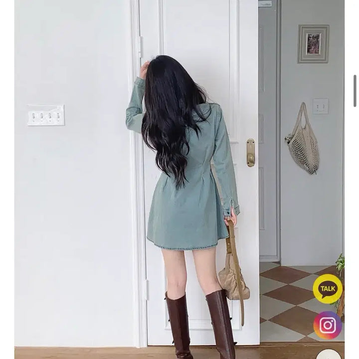 [BUNJANG] Washing Denim Mini Dress Jacket / 새상품 / 워싱 데님 미니 원피스 청자켓 스타일