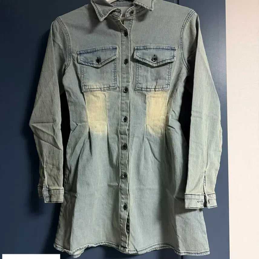[BUNJANG] Washing Denim Mini Dress Jacket / 새상품 / 워싱 데님 미니 원피스 청자켓 스타일