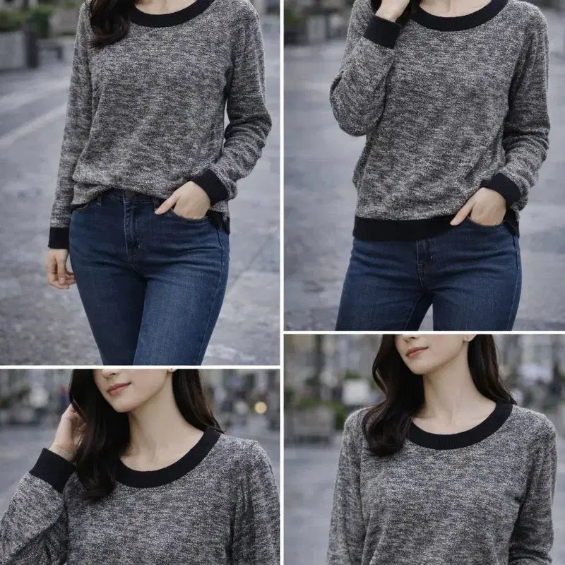 [SOLD OUT] 배색 라운드넥 긴팔 티셔츠