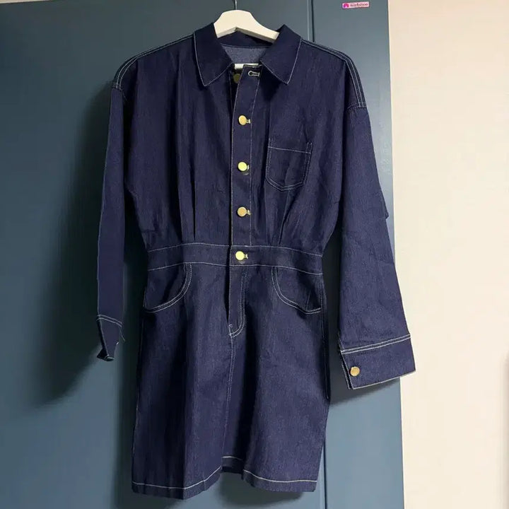 [BUNJANG] Denim Mini Shirt Dress / 새상품 / 진청 데님 셔츠 미니 원피스