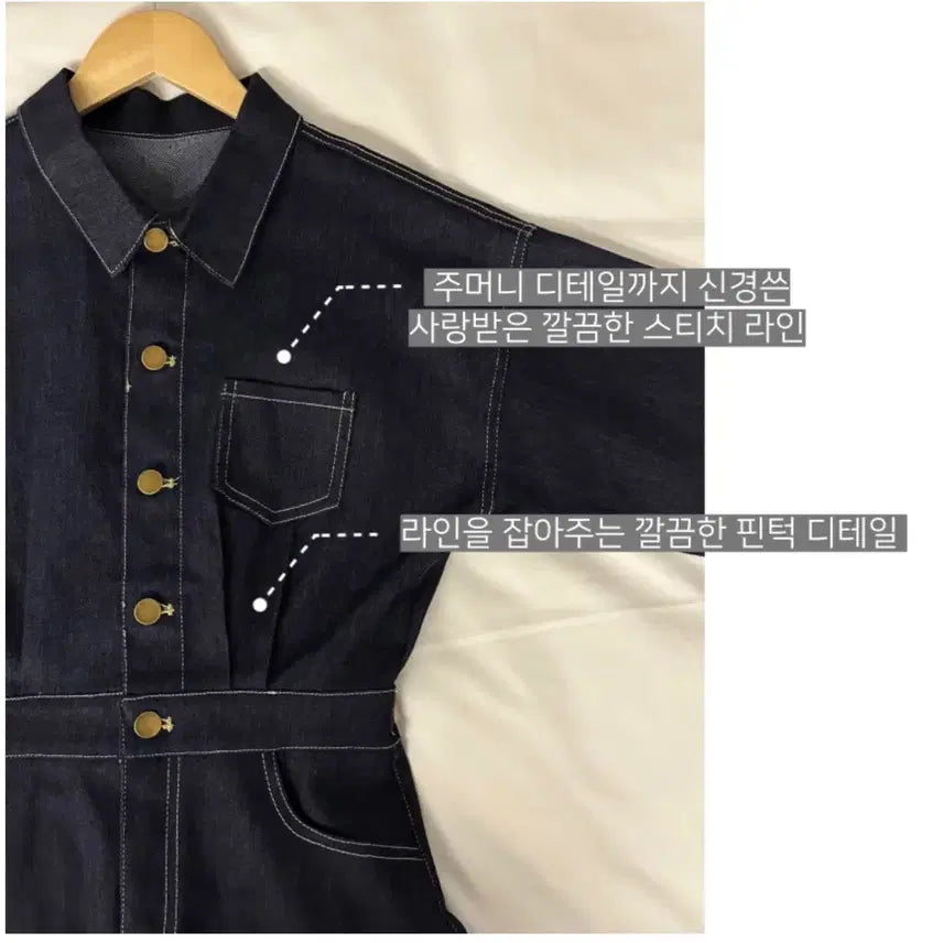 [BUNJANG] Denim Mini Shirt Dress / 새상품 / 진청 데님 셔츠 미니 원피스