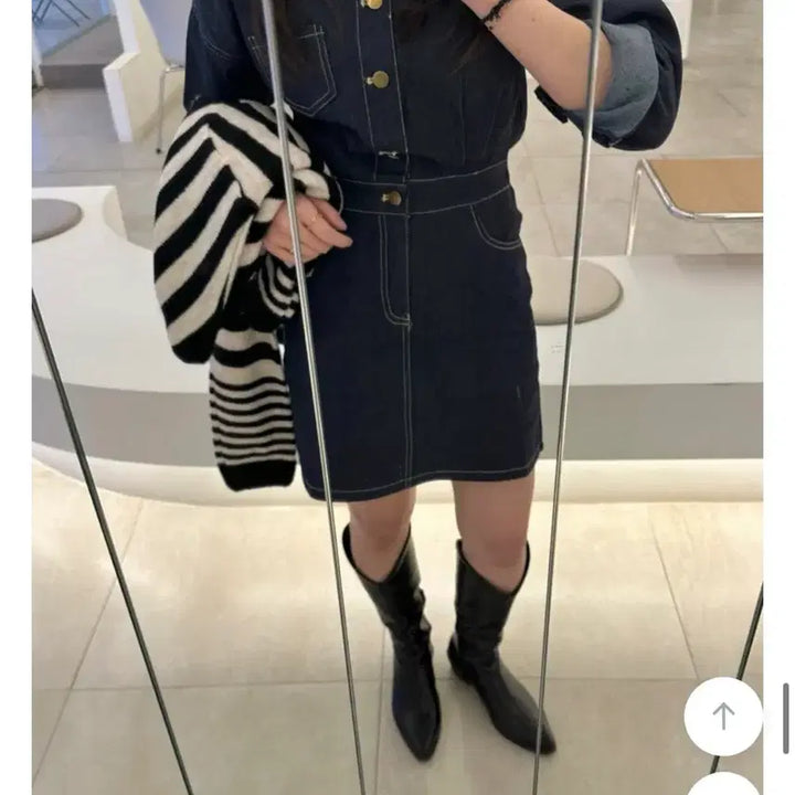 [BUNJANG] Denim Mini Shirt Dress / 새상품 / 진청 데님 셔츠 미니 원피스