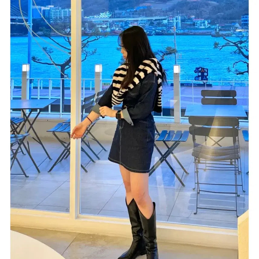 [BUNJANG] Denim Mini Shirt Dress / 새상품 / 진청 데님 셔츠 미니 원피스