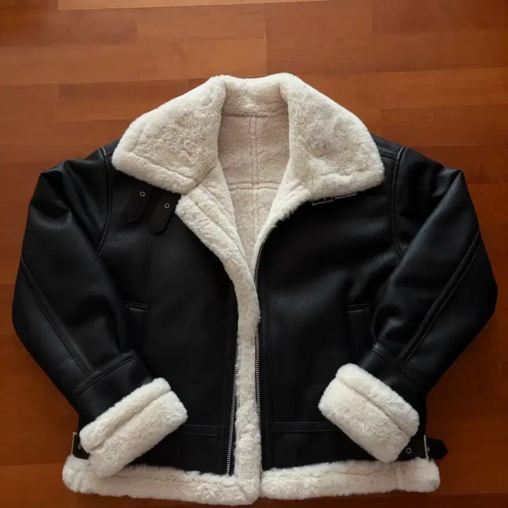 [BUNJANG] DopeJaison High Neck Leather Mouton Jacket (M) / 도프제이슨 하이넥 레더 무톤 자켓 m