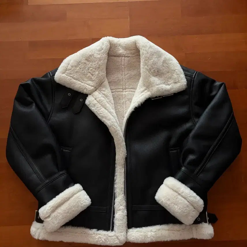 [BUNJANG] DopeJaison High Neck Leather Mouton Jacket (M) / 도프제이슨 하이넥 레더 무톤 자켓 m