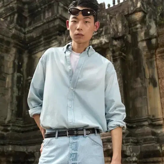 [BUNJANG] STU Denim Shirt Light Blue L / stu 데님셔츠 라이트 블루 L사이즈 팝니다