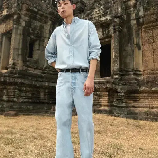 [BUNJANG] STU Denim Shirt Light Blue L / stu 데님셔츠 라이트 블루 L사이즈 팝니다
