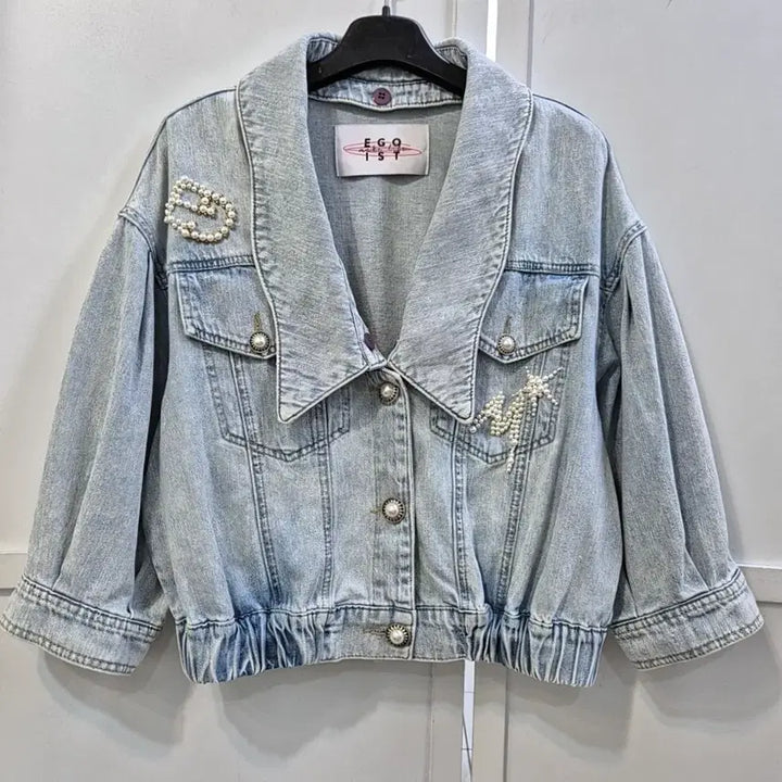 [BUNJANG] Egoist Denim Jacket / 에고이스트 반팔 크롭 데님 자켓