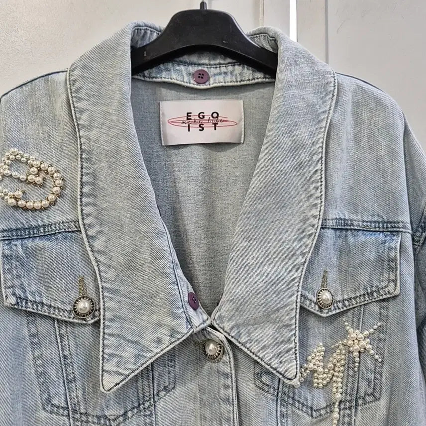 [BUNJANG] Egoist Denim Jacket / 에고이스트 반팔 크롭 데님 자켓