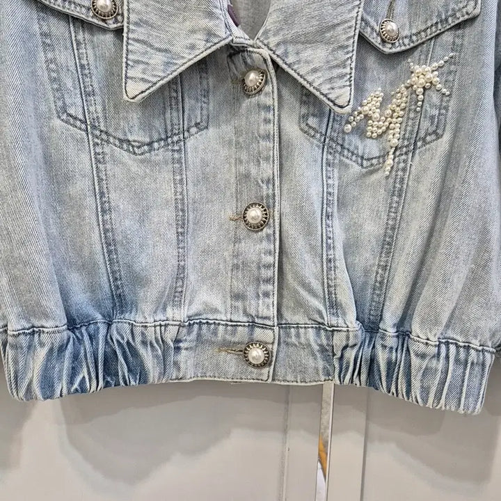 [BUNJANG] Egoist Denim Jacket / 에고이스트 반팔 크롭 데님 자켓