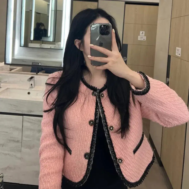 [BUNJANG] Pink Tweed Jacket / 수입의류 핑크 트위드 자켓