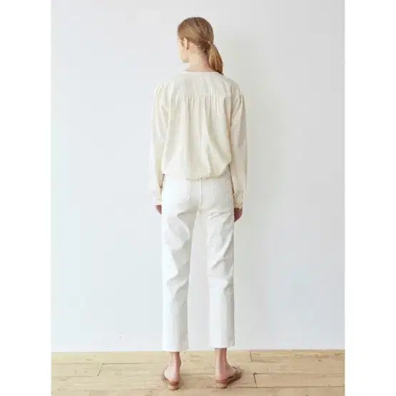 [BUNJANG] NICK&amp;NICOLE Semi Wide Line Cotton Pants Ivory M / 닉앤니콜 semi wide line cotton pants 아이보리 M