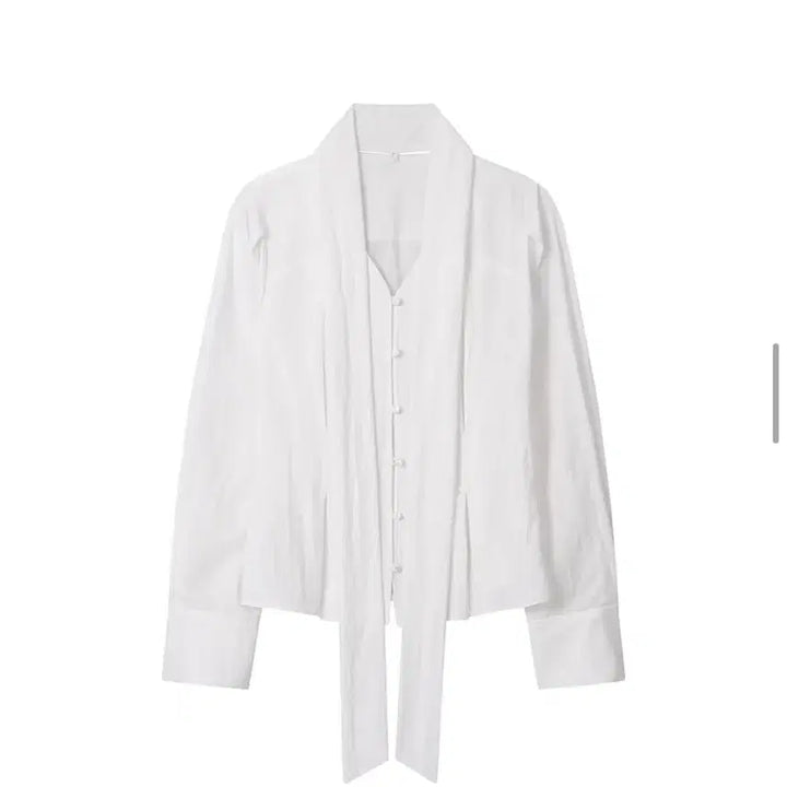 [BUNJANG] Drawfit V-Neck Tie Blouse / 드로우핏 턱 브이넥 타이 블라우스 s사이즈