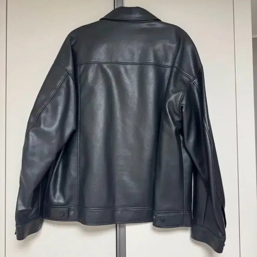 [BUNJANG] DopeJaison Vegan Leather Single Jacket / {L} 도프제이슨 오버핏 비건레더 싱글 자켓