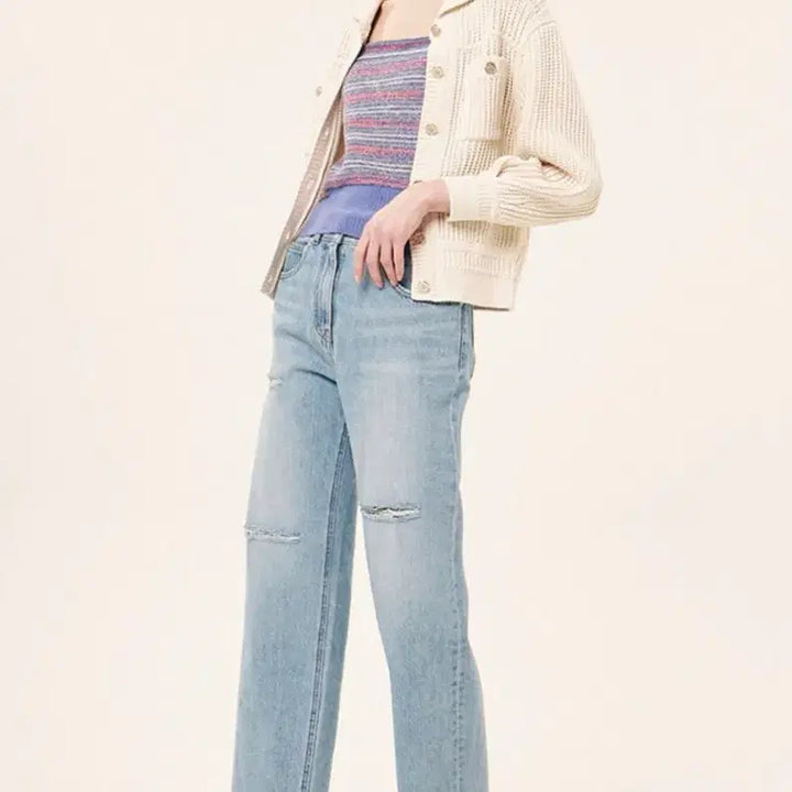 [BUNJANG] Hansome Time Crochet Collar Knit Button Cardigan Cream Ivory / 한섬 타임 TIME 크로셰 카라 니트 버튼 가디건 크림 아이보리 완판