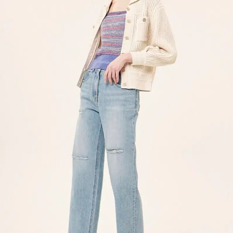 [BUNJANG] Hansome Time Crochet Collar Knit Button Cardigan Cream Ivory / 한섬 타임 TIME 크로셰 카라 니트 버튼 가디건 크림 아이보리 완판