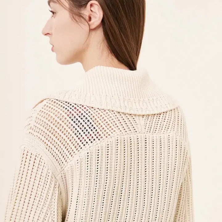 [BUNJANG] Hansome Time Crochet Collar Knit Button Cardigan Cream Ivory / 한섬 타임 TIME 크로셰 카라 니트 버튼 가디건 크림 아이보리 완판