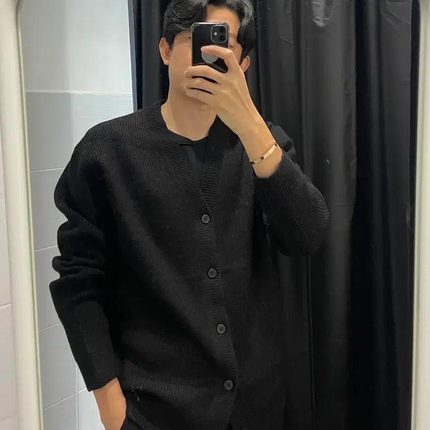 [BUNJANG] Black M Cardigan / 남자 가디건 블랙 M 새상품