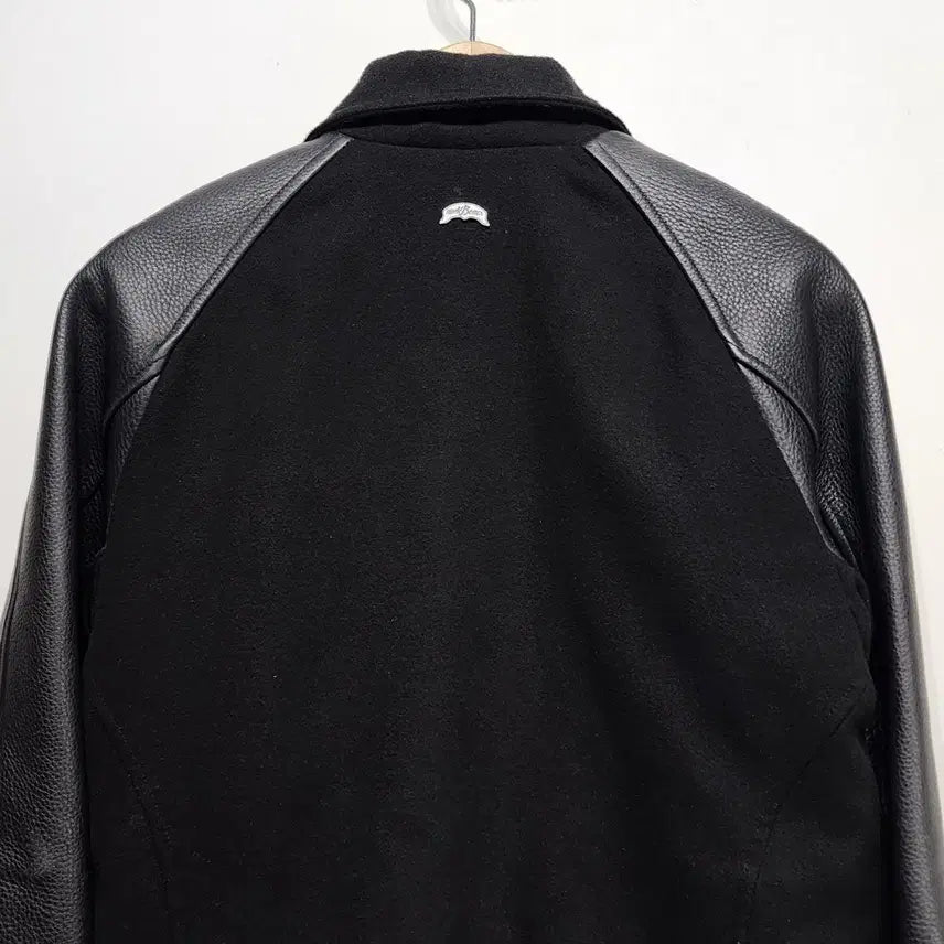 [BUNJANG] Nude Bones Ul Leather Varsity Jacket Black M / 누드본즈 nude Bones 울레더 바시티 자켓 블랙 M