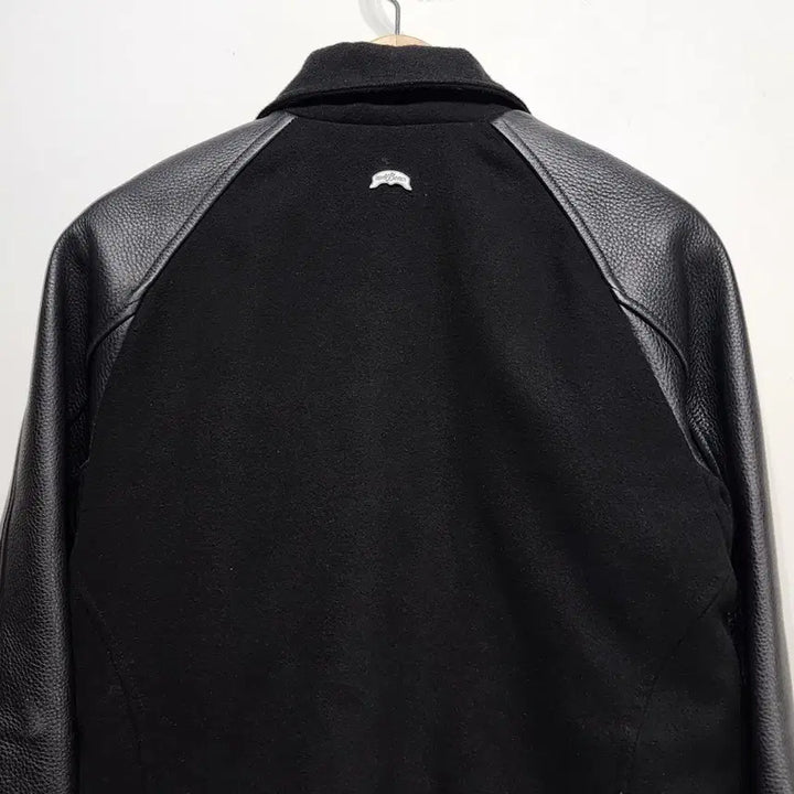 [BUNJANG] Nude Bones Ul Leather Varsity Jacket Black M / 누드본즈 nude Bones 울레더 바시티 자켓 블랙 M
