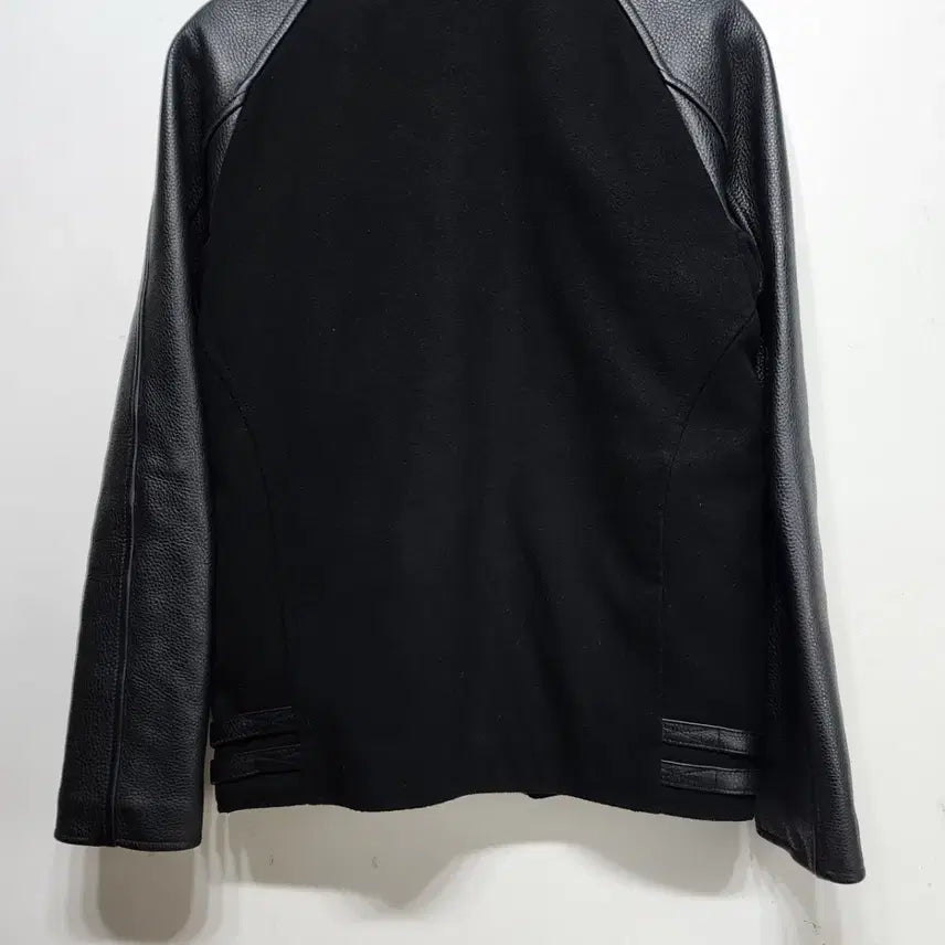 [BUNJANG] Nude Bones Ul Leather Varsity Jacket Black M / 누드본즈 nude Bones 울레더 바시티 자켓 블랙 M