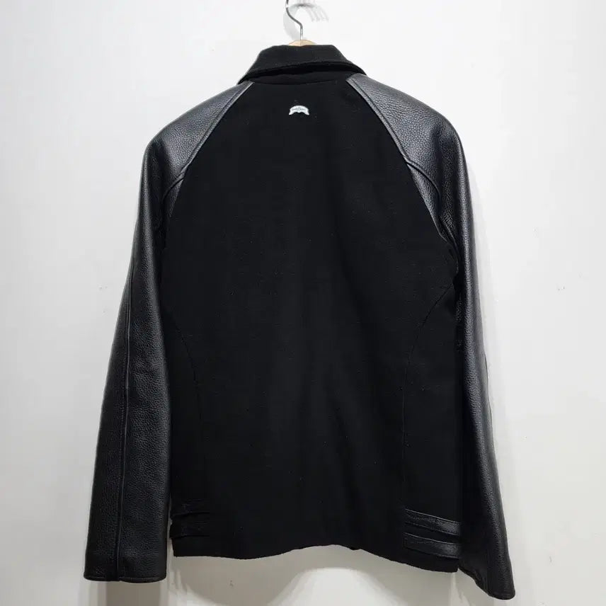 [BUNJANG] Nude Bones Ul Leather Varsity Jacket Black M / 누드본즈 nude Bones 울레더 바시티 자켓 블랙 M