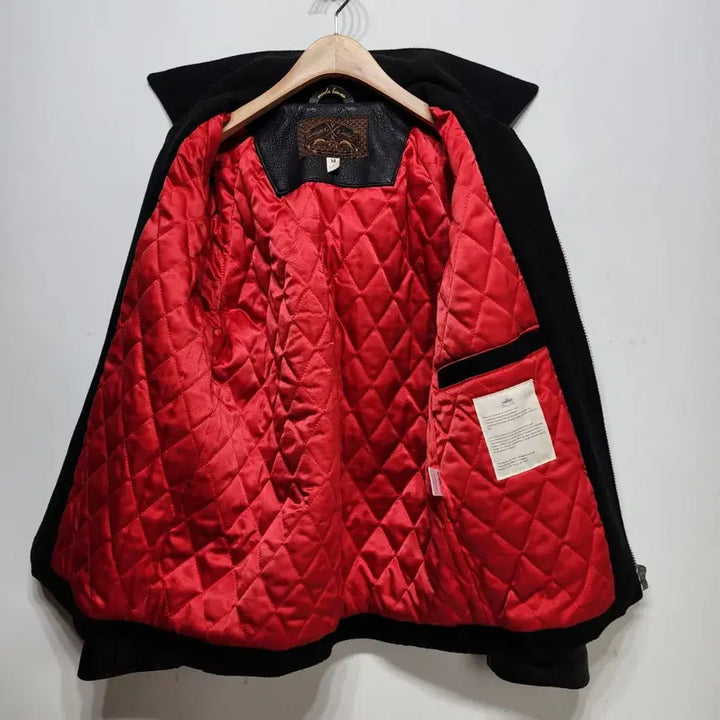 [BUNJANG] Nude Bones Ul Leather Varsity Jacket Black M / 누드본즈 nude Bones 울레더 바시티 자켓 블랙 M