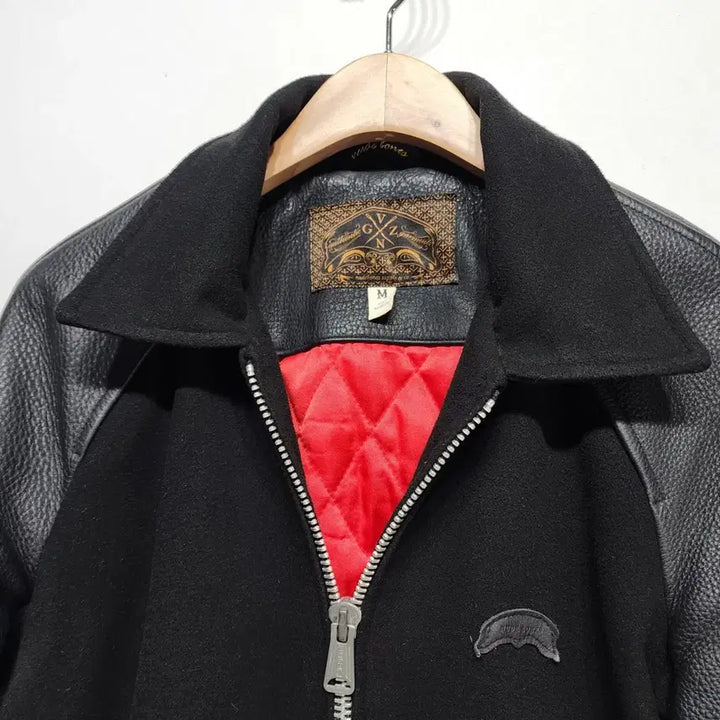 [BUNJANG] Nude Bones Ul Leather Varsity Jacket Black M / 누드본즈 nude Bones 울레더 바시티 자켓 블랙 M