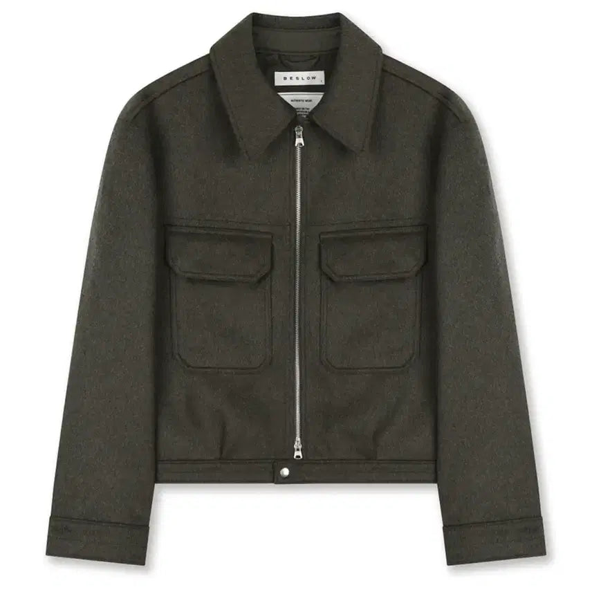 [BUNJANG] Bislow Cashmere Military Zip-Up Jacket Dark Olive / [새상품]비슬로우 캐시미어 밀리터리 집업 자켓 다크올리브