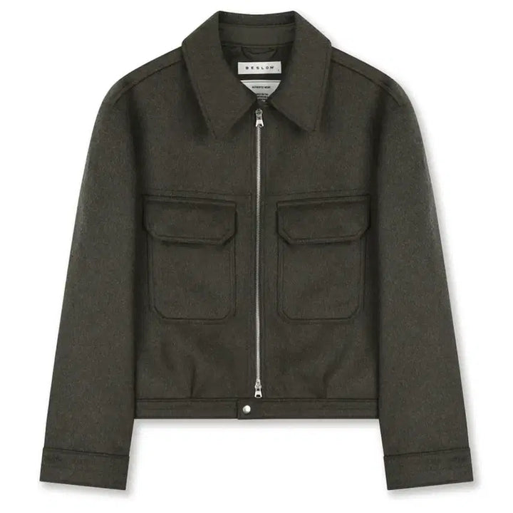 [BUNJANG] Bislow Cashmere Military Zip-Up Jacket Dark Olive / [새상품]비슬로우 캐시미어 밀리터리 집업 자켓 다크올리브