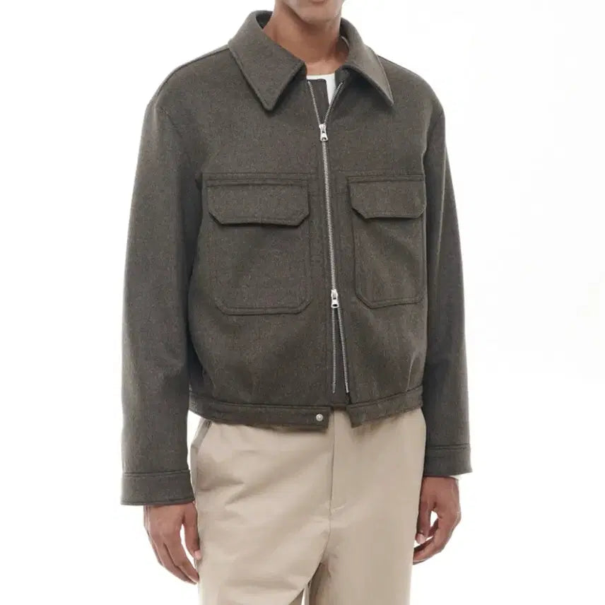 [BUNJANG] Bislow Cashmere Military Zip-Up Jacket Dark Olive / [새상품]비슬로우 캐시미어 밀리터리 집업 자켓 다크올리브
