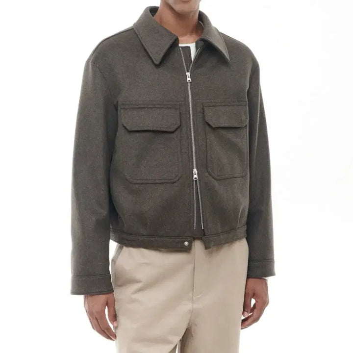 [BUNJANG] Bislow Cashmere Military Zip-Up Jacket Dark Olive / [새상품]비슬로우 캐시미어 밀리터리 집업 자켓 다크올리브