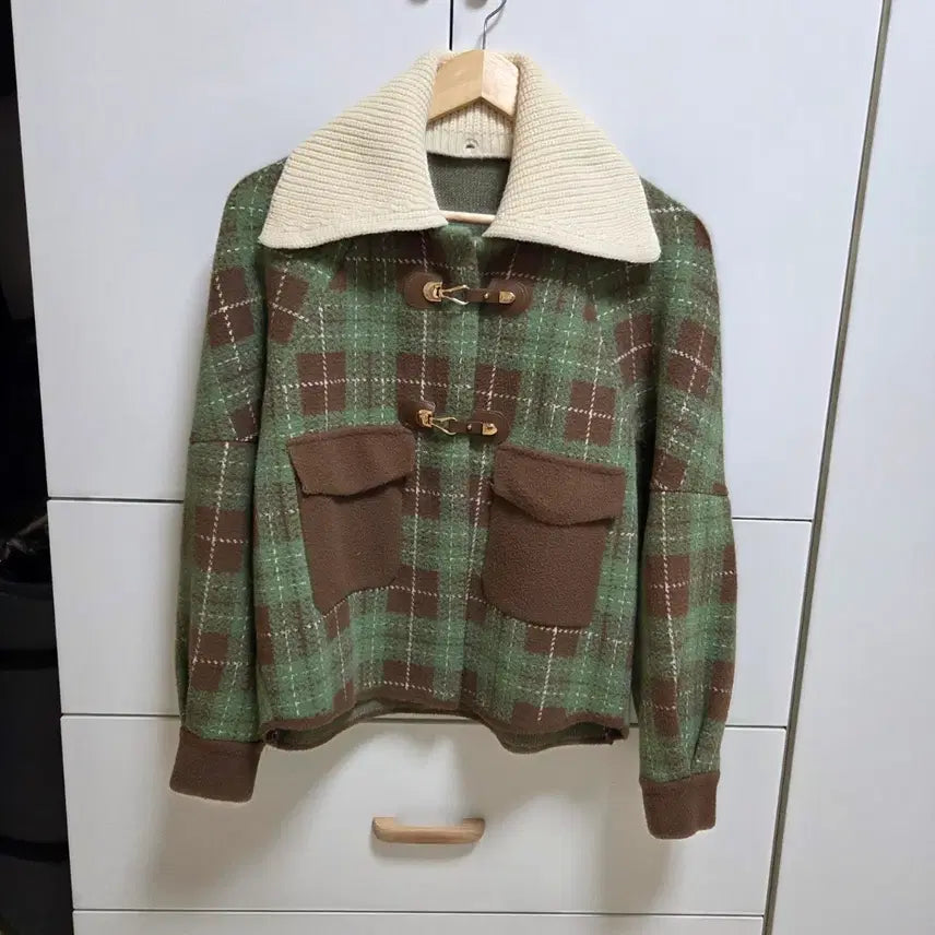 [BUNJANG] Khaki Brown Wool Knit Jacket / 카키브라운 모직 니트자켓