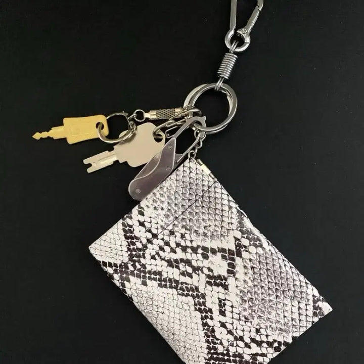 [BUNJANG] Python Pattern Card Wallet & Carabiner Keyring Set / 파이톤 카드지갑 키링