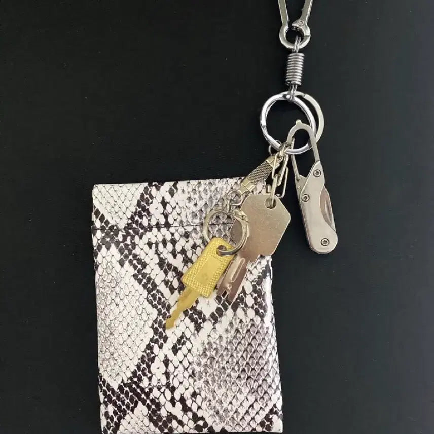 [BUNJANG] Python Pattern Card Wallet & Carabiner Keyring Set / 파이톤 카드지갑 키링