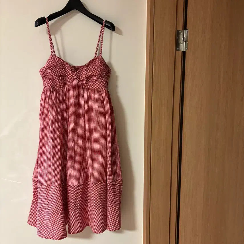 [BUNJANG] Polo Gingham Check Sleeveless Dress / 폴로 polo 고방체크 휴양지 휴가룩 뷔스티에 나시슬리브리스 민소매원피스