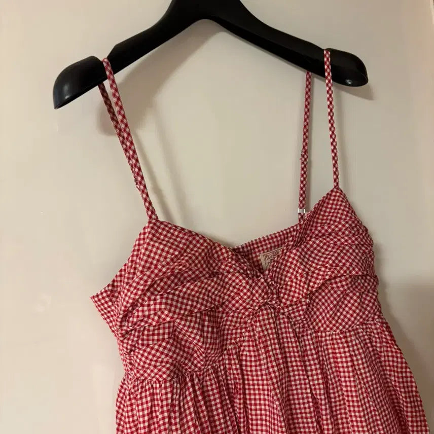 [BUNJANG] Polo Gingham Check Sleeveless Dress / 폴로 polo 고방체크 휴양지 휴가룩 뷔스티에 나시슬리브리스 민소매원피스
