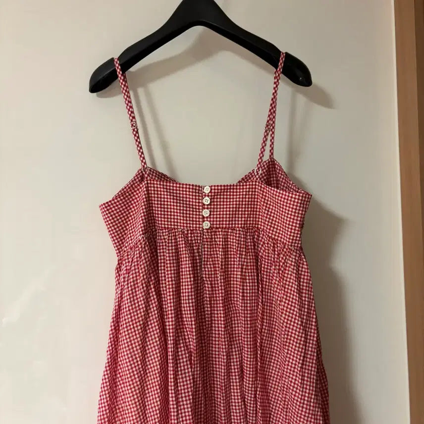 [BUNJANG] Polo Gingham Check Sleeveless Dress / 폴로 polo 고방체크 휴양지 휴가룩 뷔스티에 나시슬리브리스 민소매원피스