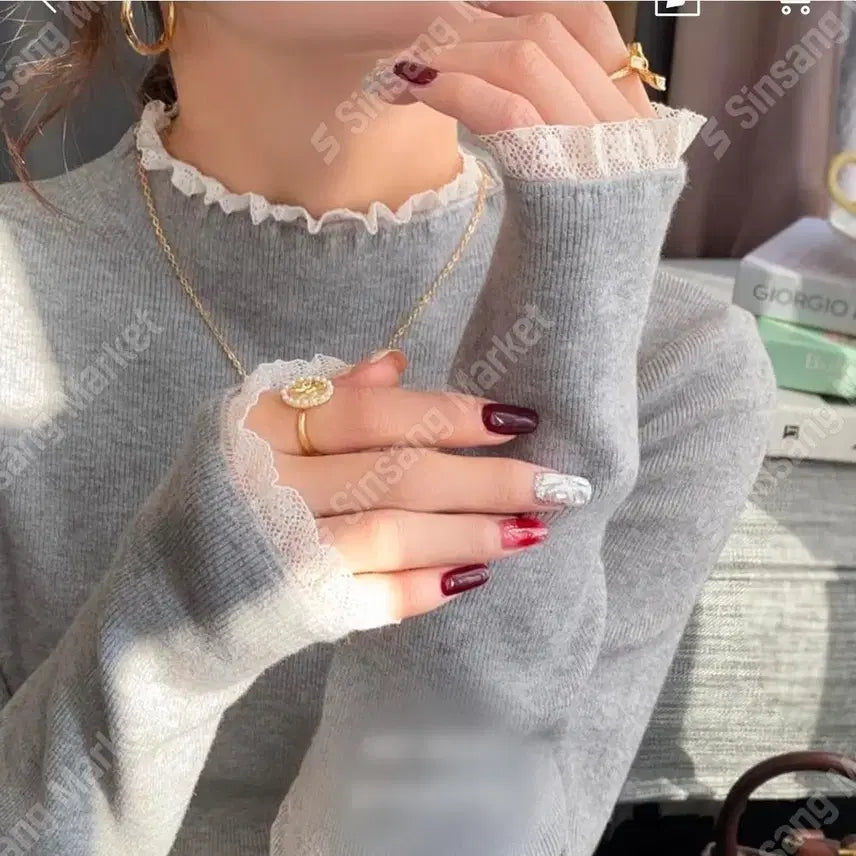 [BUNJANG] Lace Ribbed Spantee / 레이스 골지 스판티