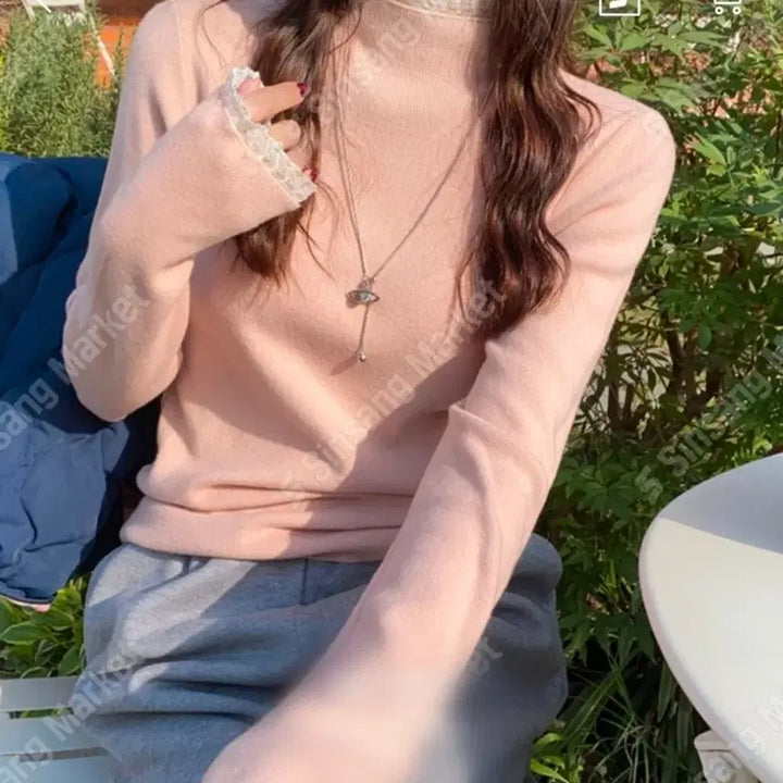 [BUNJANG] Lace Ribbed Spantee / 레이스 골지 스판티