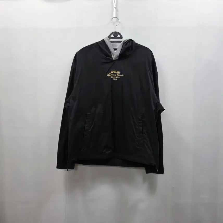 [BUNJANG] Wilson Black Windbreaker Hoodie Anorak / 0180 [윌슨] 블랙 바람막이 후드 아노락 M 공용