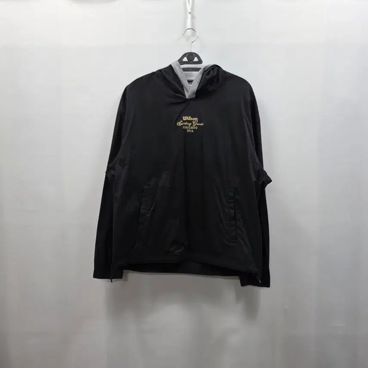 [BUNJANG] Wilson Black Windbreaker Hoodie Anorak / 0180 [윌슨] 블랙 바람막이 후드 아노락 M 공용