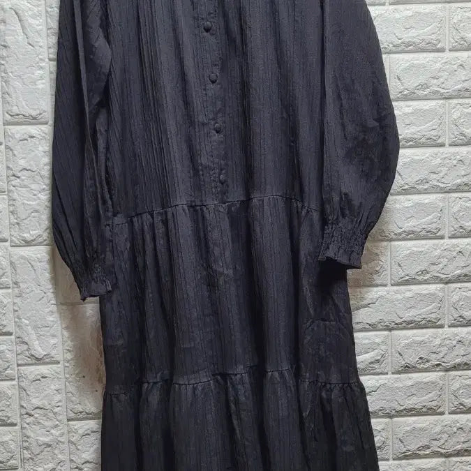 [BUNJANG] Black Collar Neck Long Dress / 검정색 카라넥 롱 원피스66